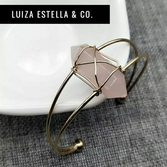 Luiza Estella & Co. Jewelry - Elegant Natural Pink Stone Bangle Bracelet